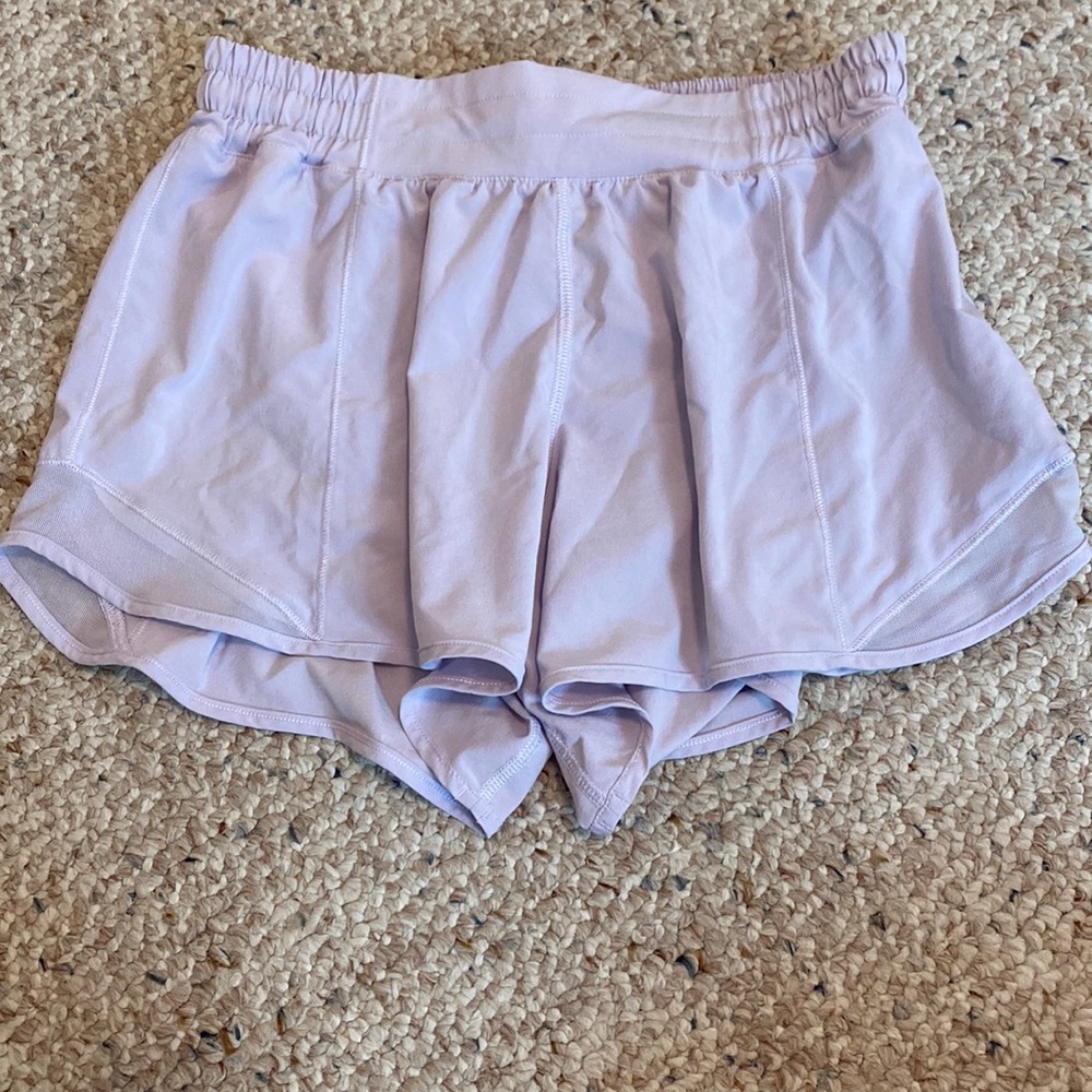 Light purple Hotty hot low rise lined shorts 4 inch (size 6)